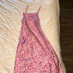 Pink cheetah slip maxi dress